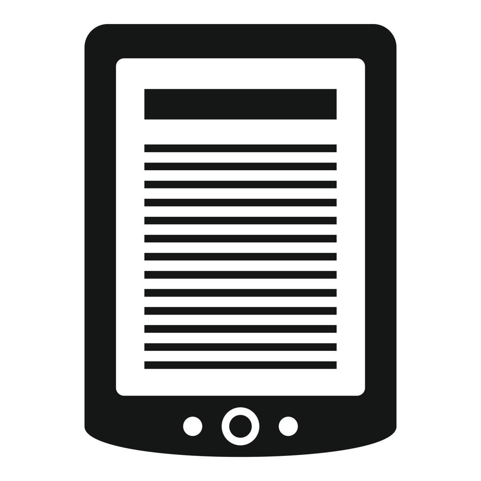 icono de tableta de libro electrónico, estilo simple vector