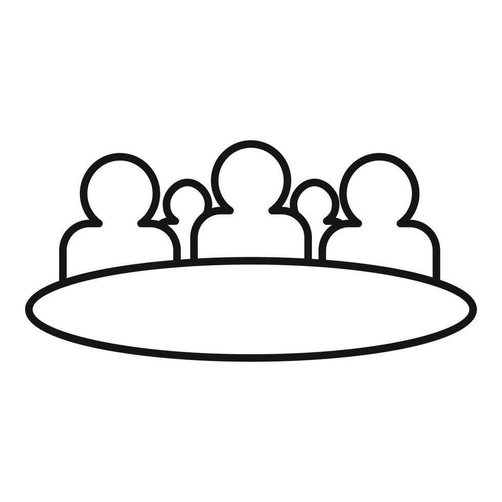 icono de audiencia de mesa redonda, estilo de esquema vector