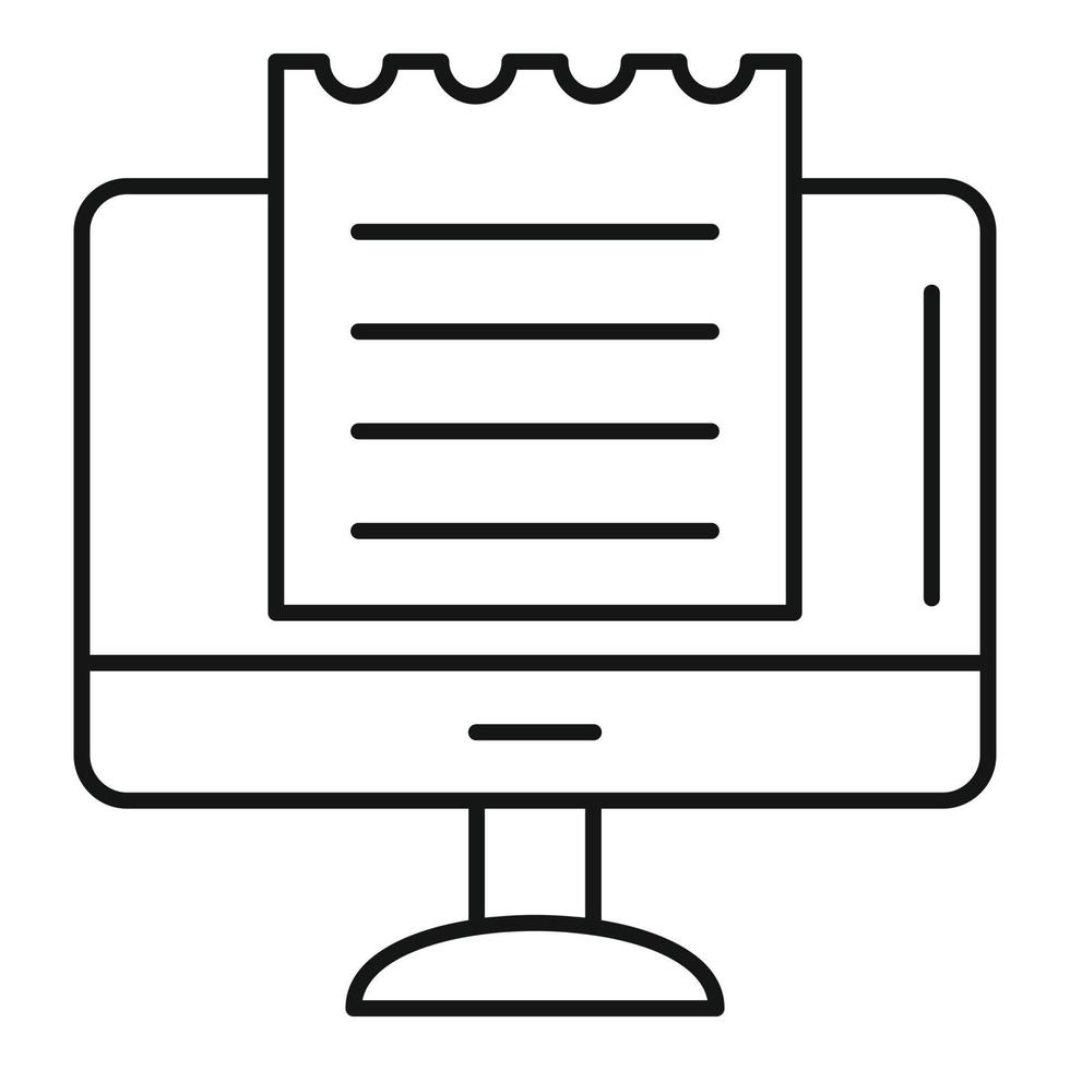 Online tax receipt icon, outline style vector