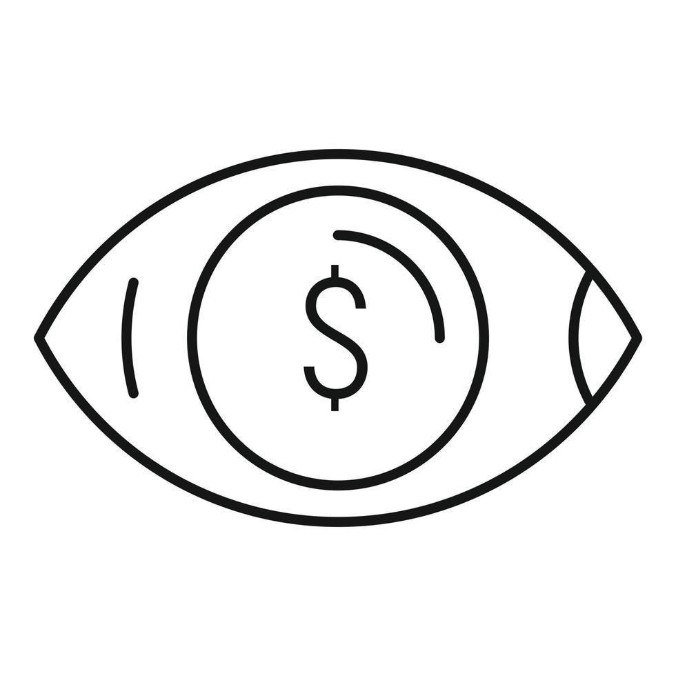 Startup money eye icon, outline style vector