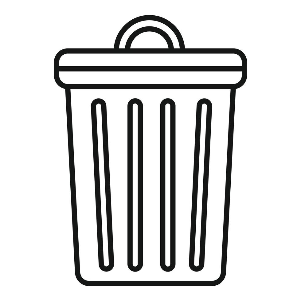 Trash bin icon, outline style vector