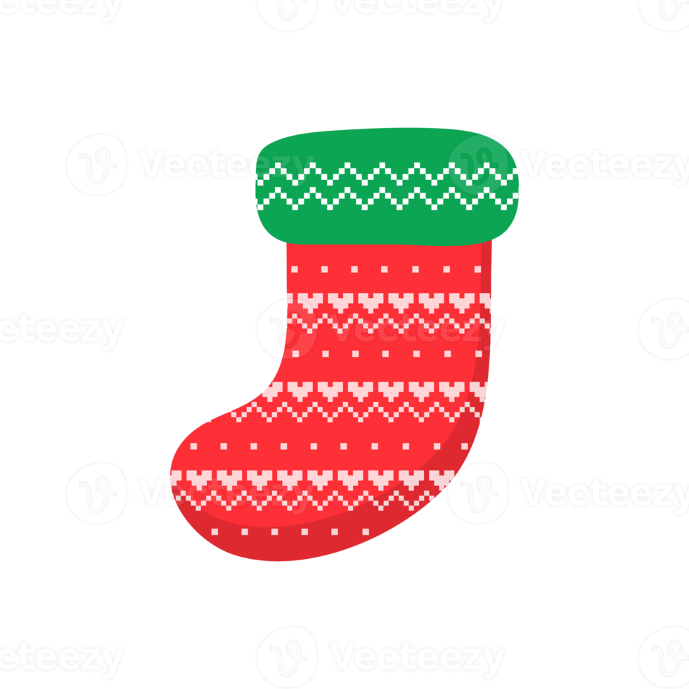 meias de natal. meias vermelhas e verdes com vários padrões para a decoração de natal. png