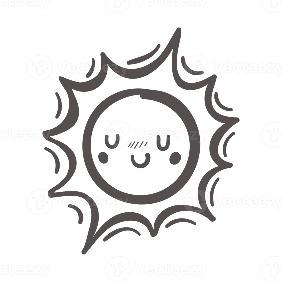 hand drawn cute cartoon character sun set summer solar radiation element png