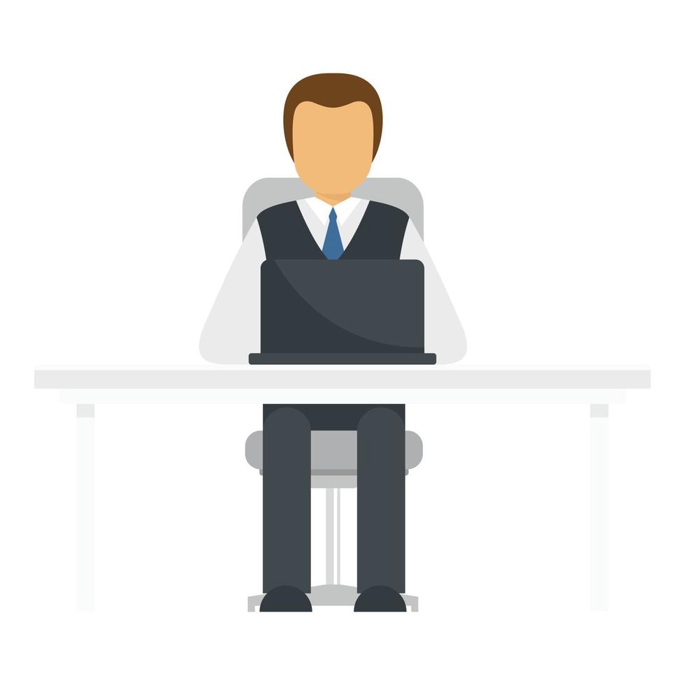 Office man working icon, flat style vector