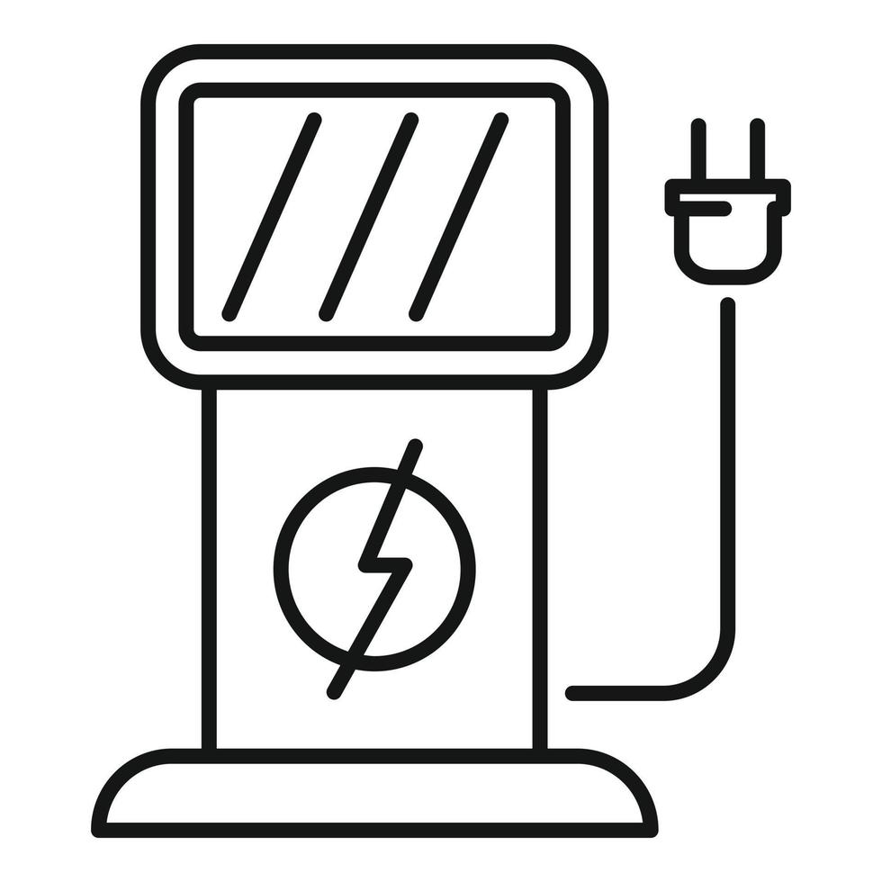icono de estación de carga de energía, estilo de esquema vector
