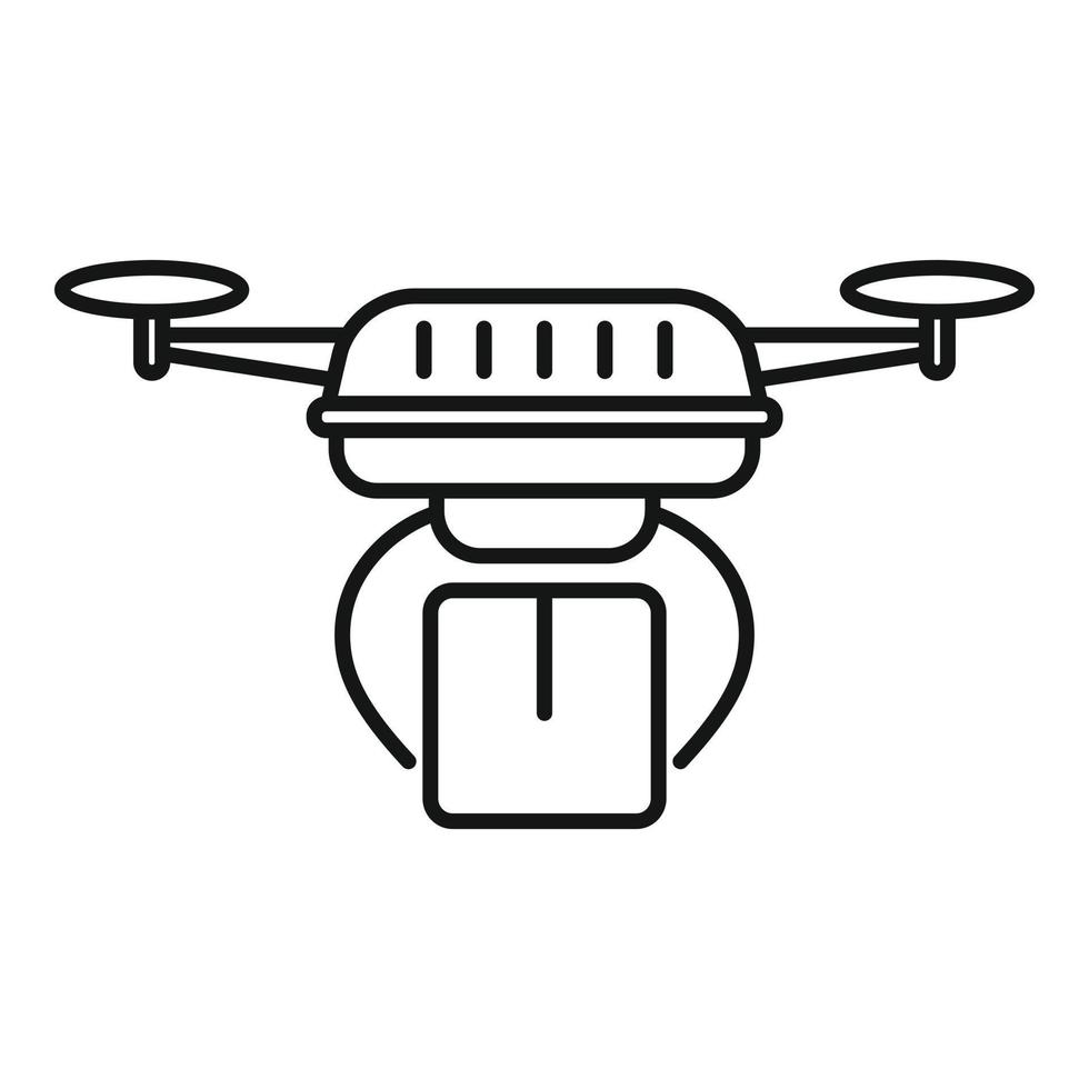 icono de entrega de drones en línea, estilo de contorno vector