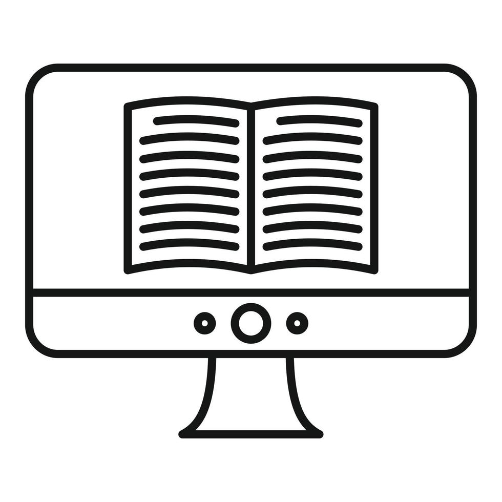 Computer ebook icon, outline style vector