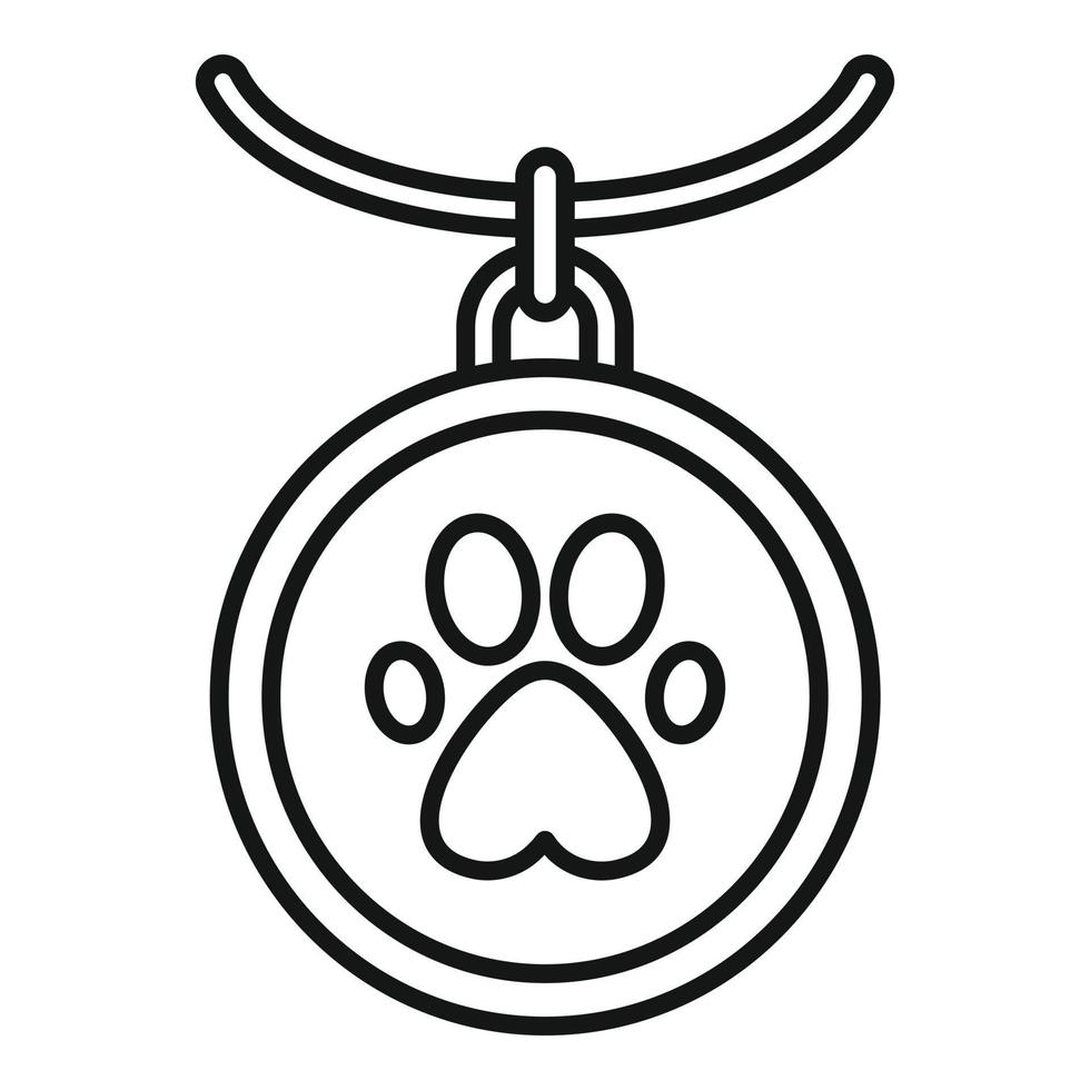 icono de medalla de plástico para perros, estilo de esquema vector