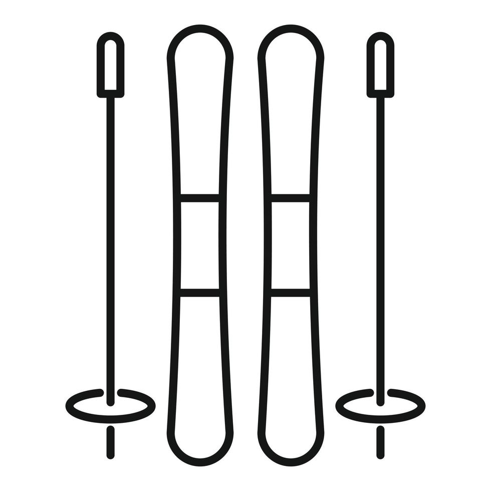 Ski equipment icon, outline style vector