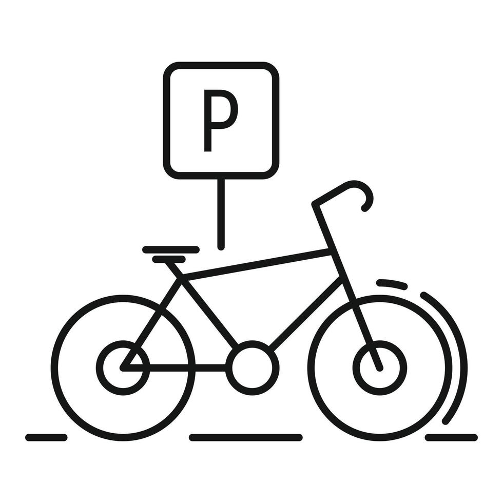 icono de estacionamiento de bicicletas, estilo de contorno vector