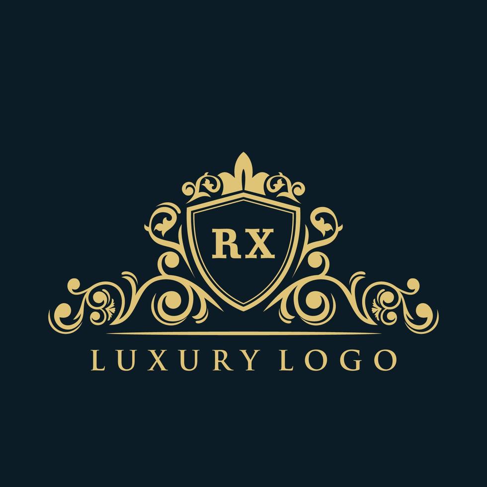 Letter RX logo with Luxury Gold Shield. Elegance logo vector template.