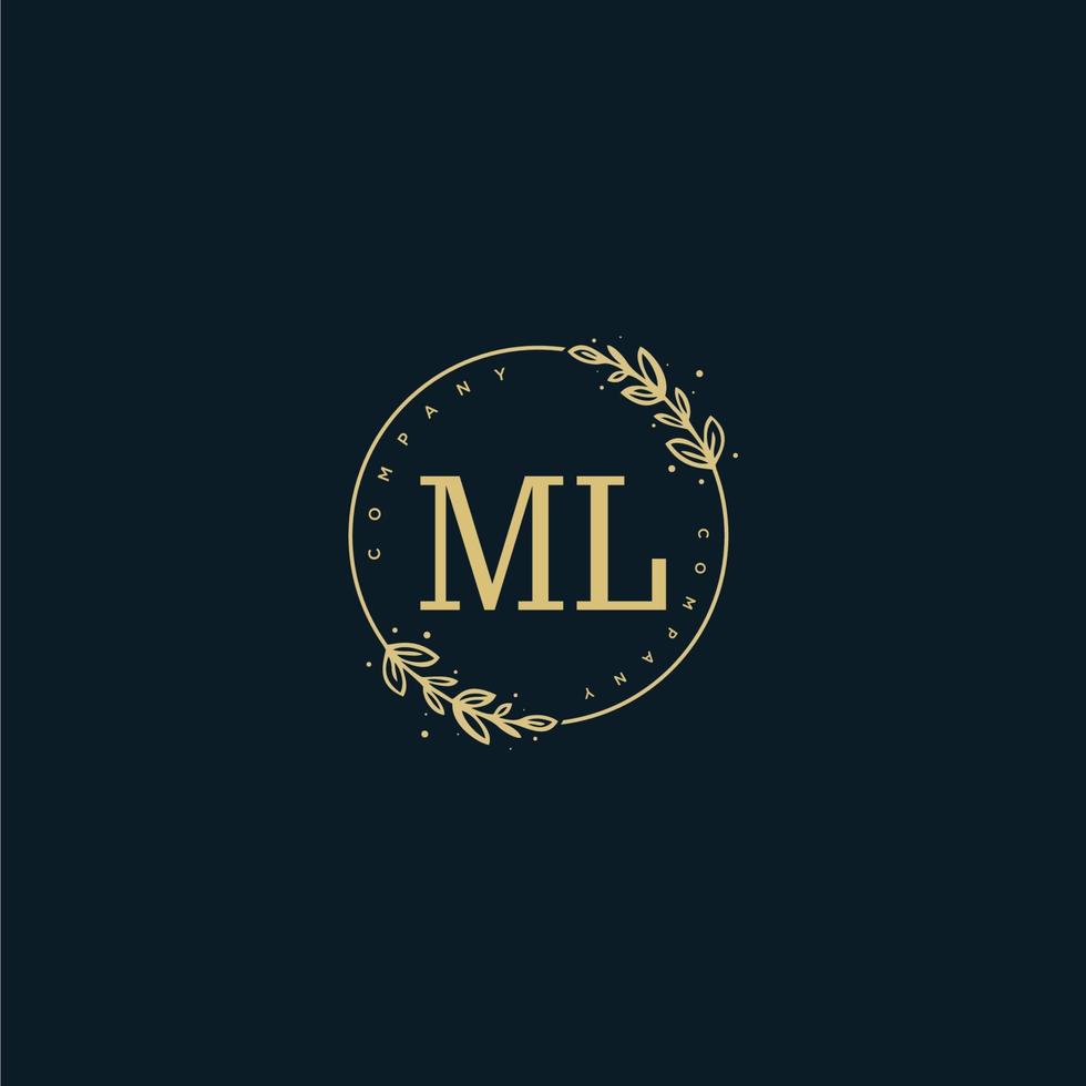 monograma de belleza ml inicial y diseño de logotipo elegante, logotipo de escritura a mano de firma inicial, boda, moda, floral y botánica con plantilla creativa. vector