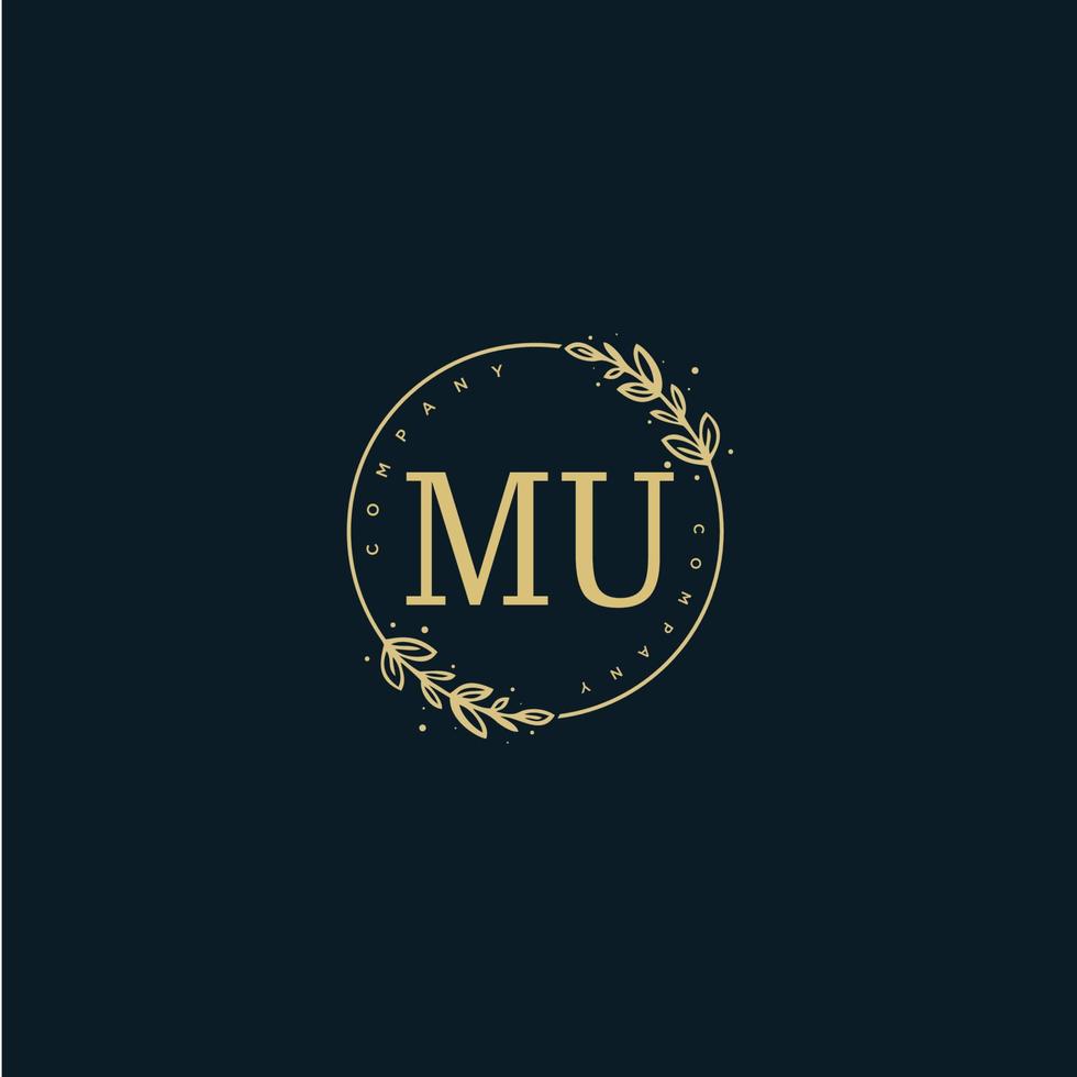 monograma de belleza mu inicial y diseño de logotipo elegante, logotipo de escritura a mano de firma inicial, boda, moda, floral y botánica con plantilla creativa. vector