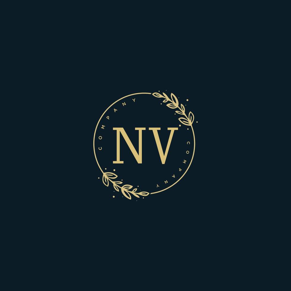 Initial NV beauty monogram and elegant logo design, handwriting logo of initial signature, wedding, fashion, floral and botanical with creative template. vector