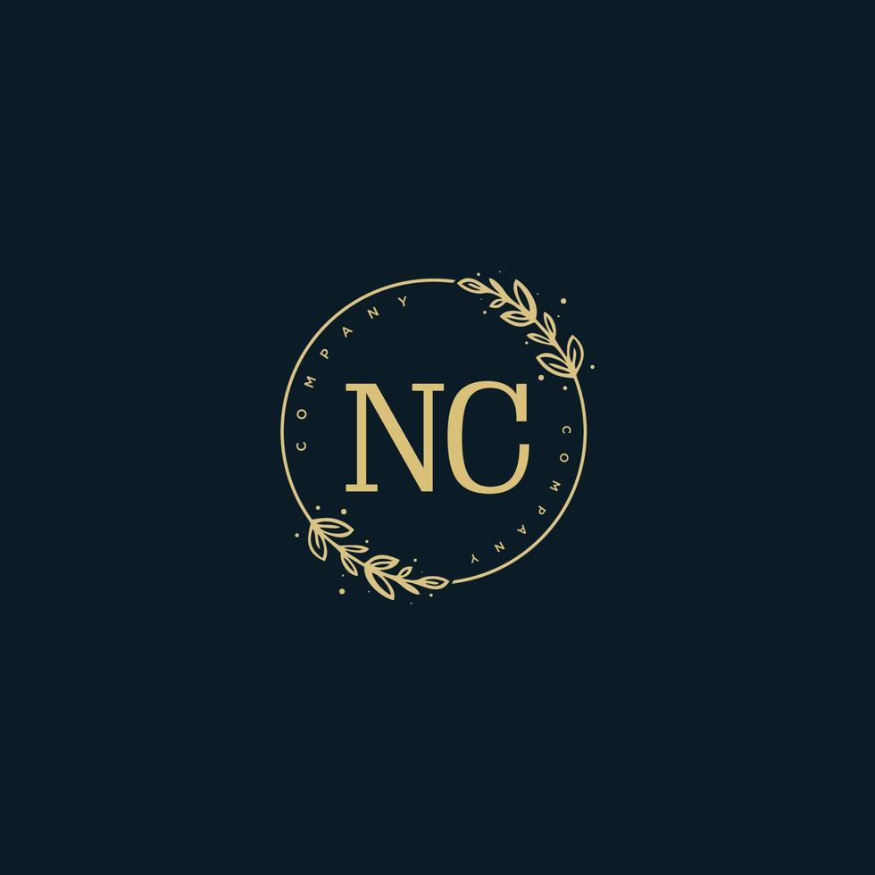 Initial NC beauty monogram and elegant logo design, handwriting logo of initial signature, wedding, fashion, floral and botanical with creative template. vector