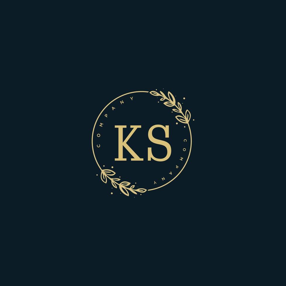 Initial KS beauty monogram and elegant logo design, handwriting logo of initial signature, wedding, fashion, floral and botanical with creative template. vector