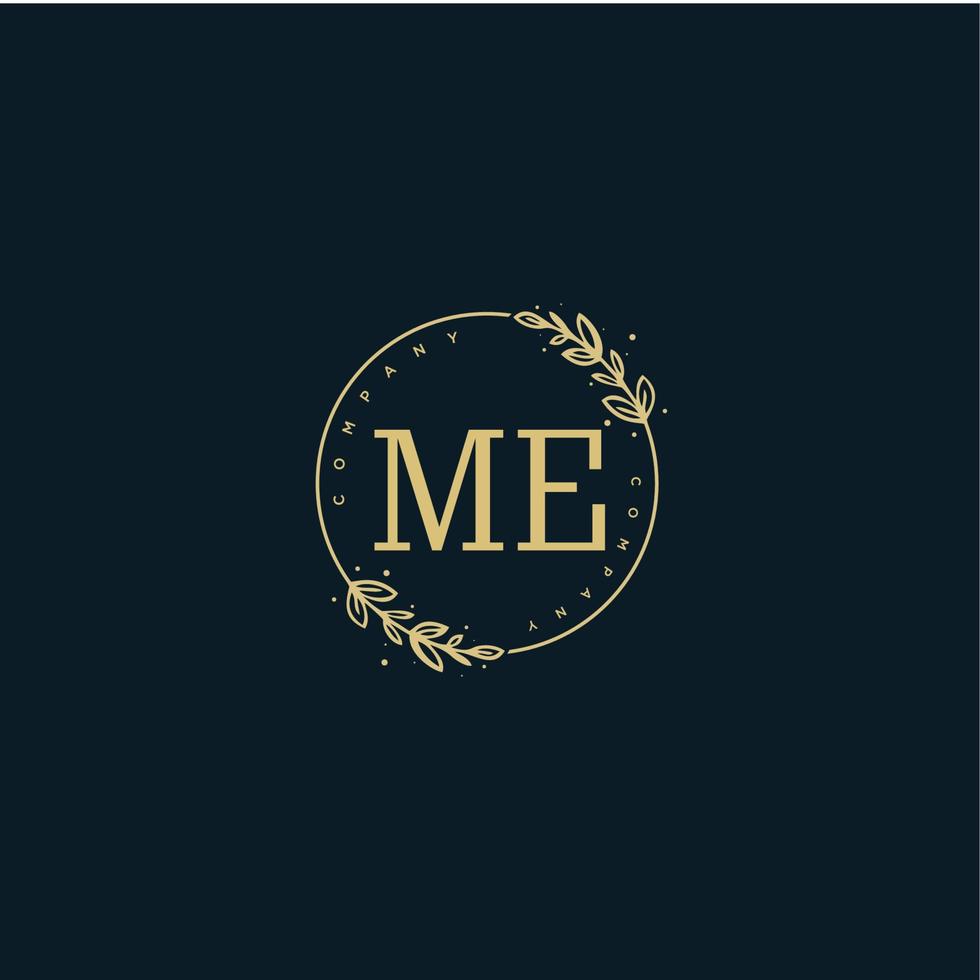 Initial ME beauty monogram and elegant logo design, handwriting logo of initial signature, wedding, fashion, floral and botanical with creative template. vector