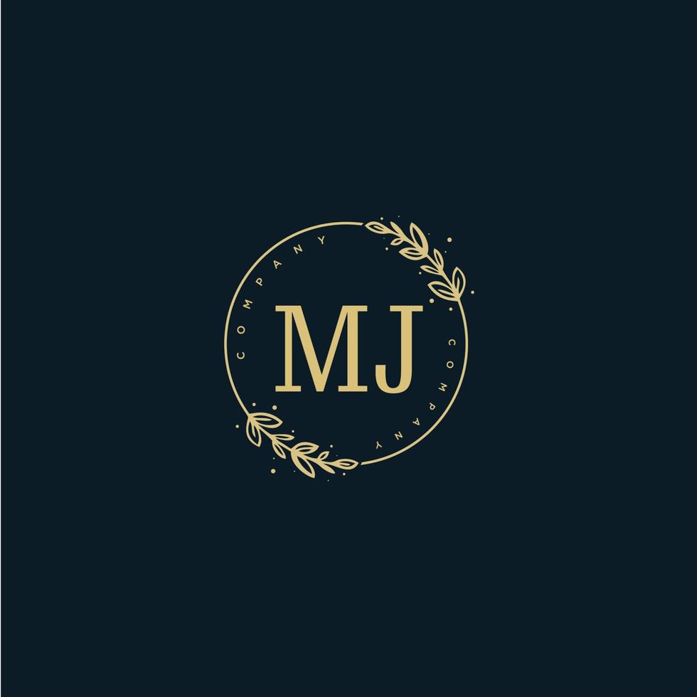 Initial MJ beauty monogram and elegant logo design, handwriting logo of initial signature, wedding, fashion, floral and botanical with creative template. vector