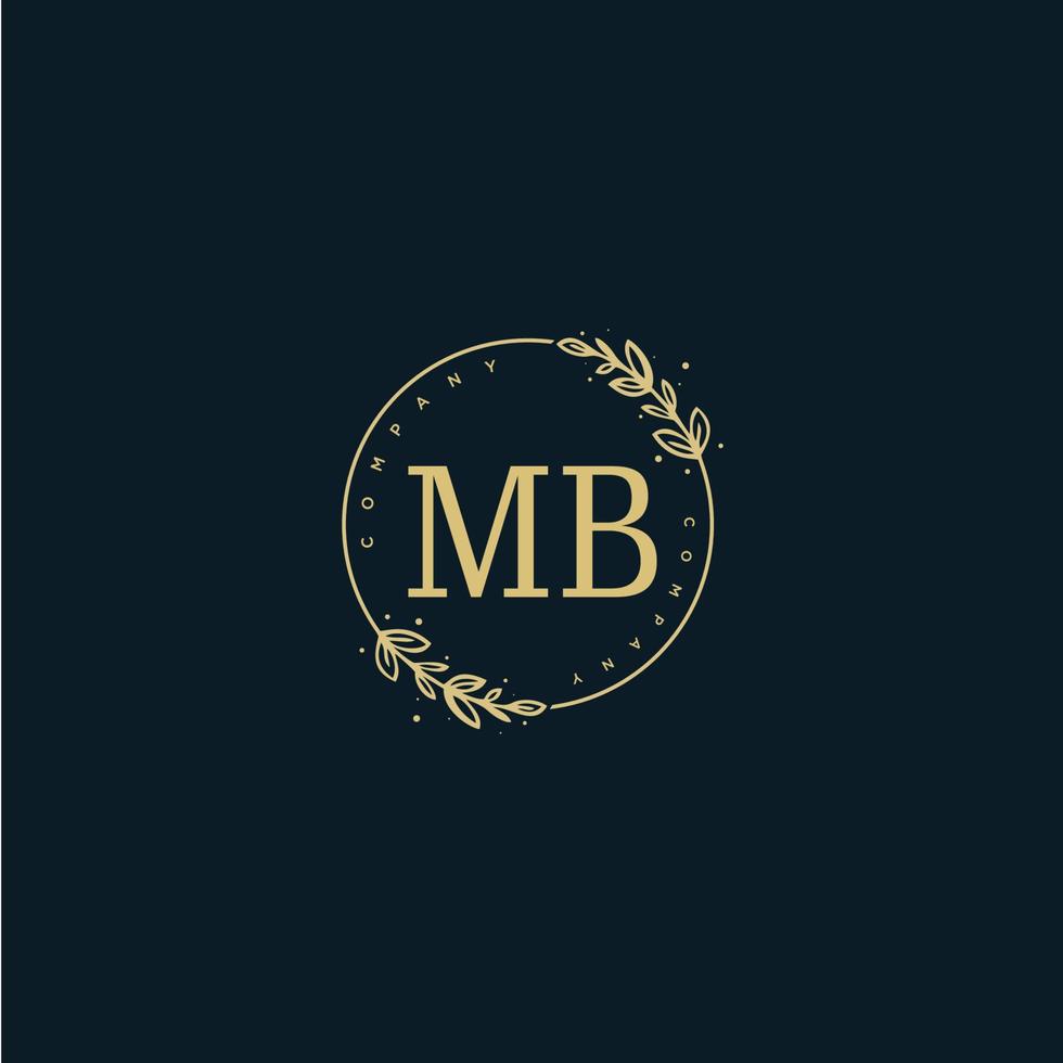 Initial MB beauty monogram and elegant logo design, handwriting logo of initial signature, wedding, fashion, floral and botanical with creative template. vector