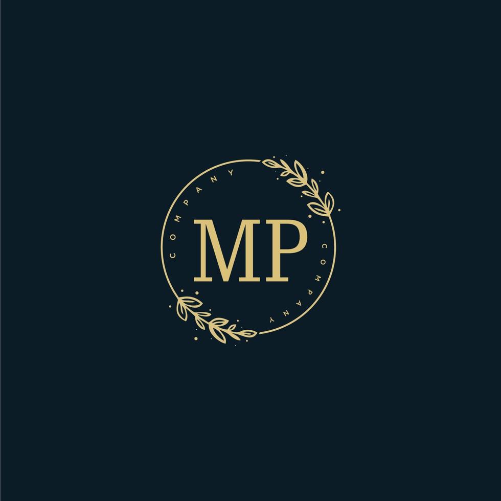 Initial MP beauty monogram and elegant logo design, handwriting logo of initial signature, wedding, fashion, floral and botanical with creative template. vector