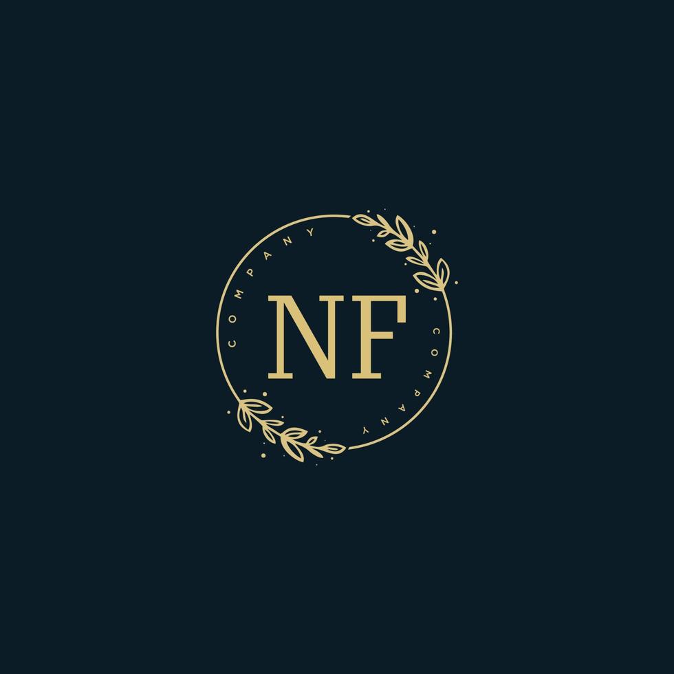 Initial NF beauty monogram and elegant logo design, handwriting logo of initial signature, wedding, fashion, floral and botanical with creative template. vector