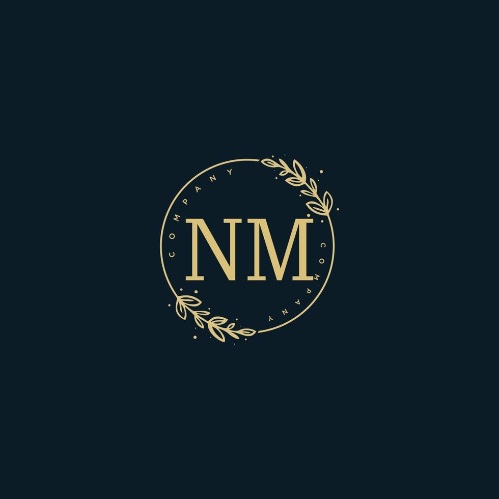 Initial NM beauty monogram and elegant logo design, handwriting logo of initial signature, wedding, fashion, floral and botanical with creative template. vector