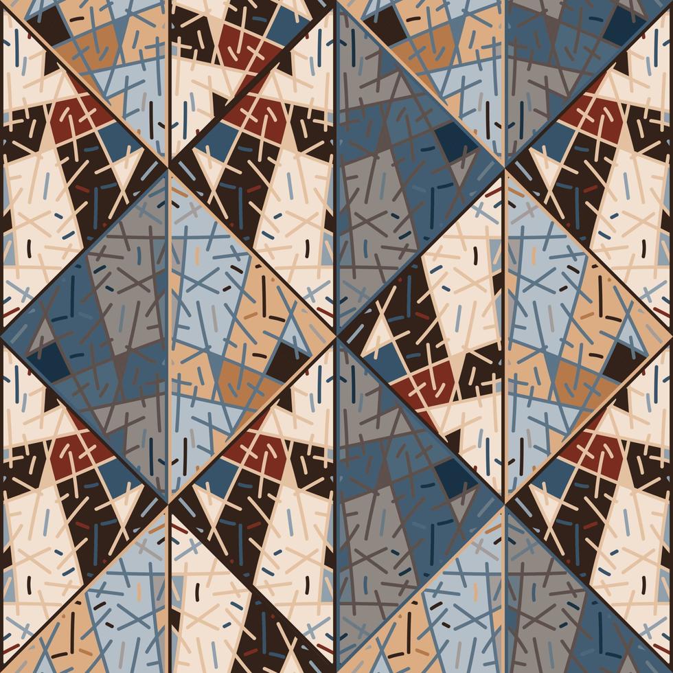 azulejo geométrico tribal dibujado a mano. adorno de línea étnica vintage. patrón sin costuras de mosaico de líneas aleatorias. vector