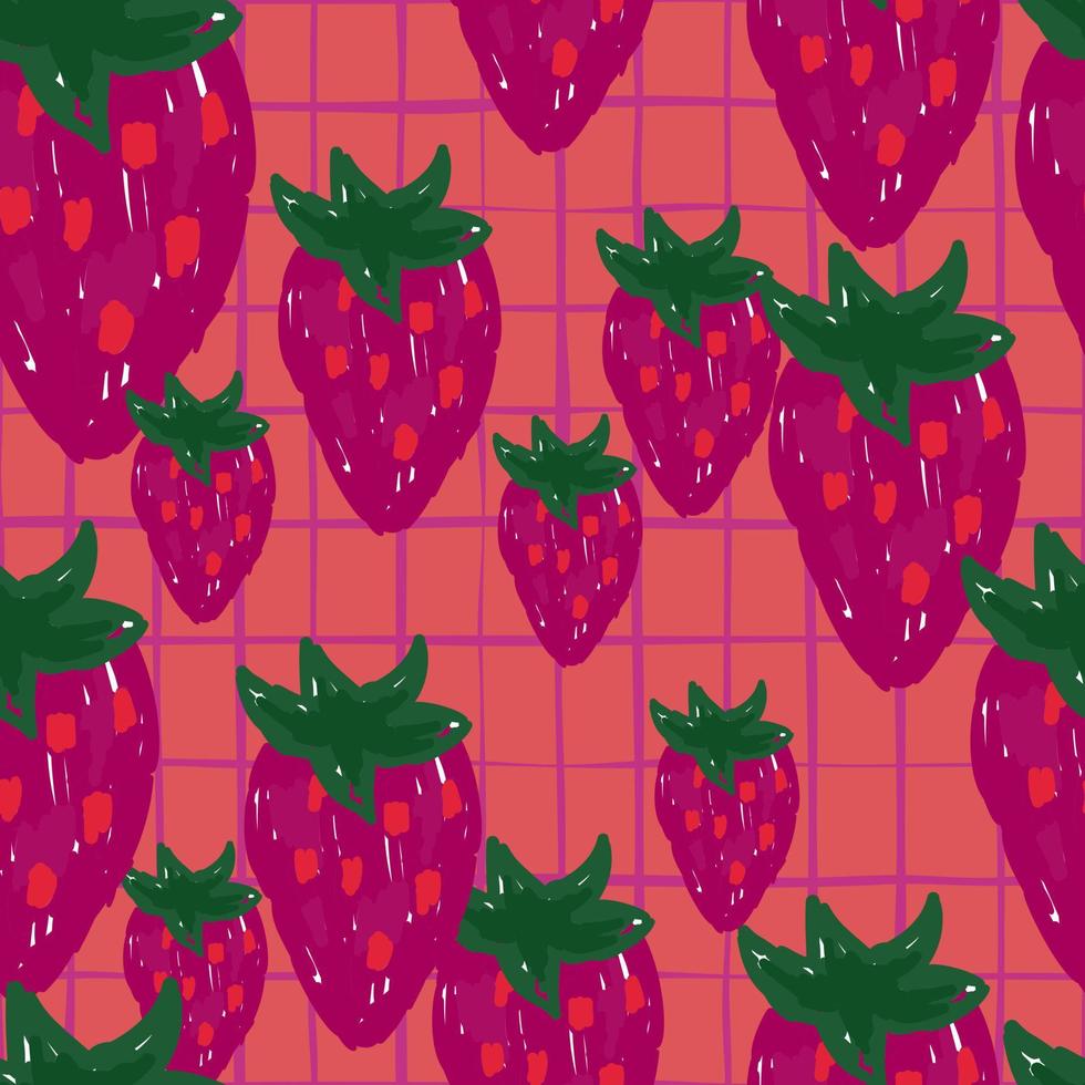 patrón sin costuras de fresas a mano alzada. Doodle fondo de pantalla sin fin de fresa. vector