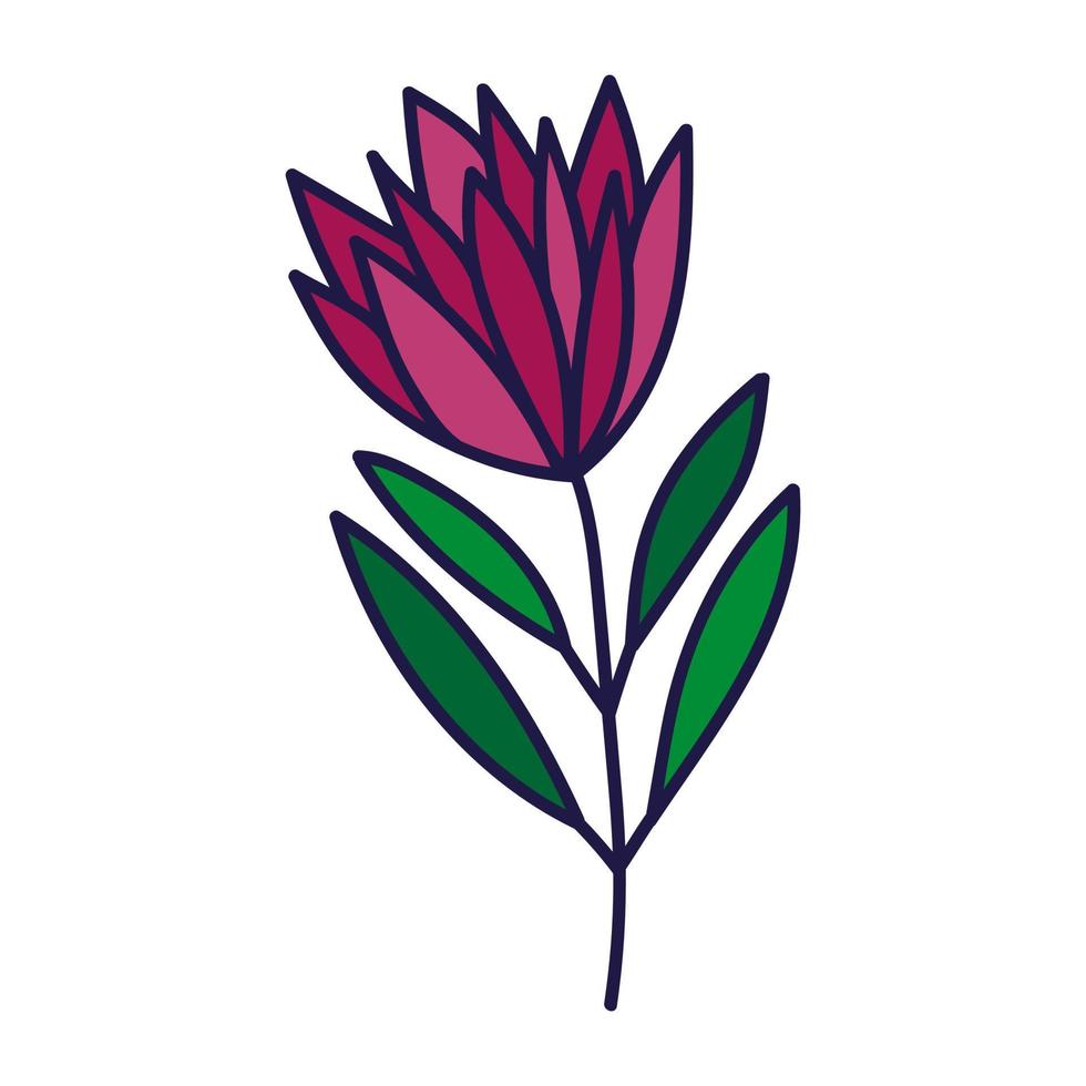 linda flor dibujada a mano. flor estilizada en estilo garabato. impresión botánica a mano alzada. elemento floral aislado. vector