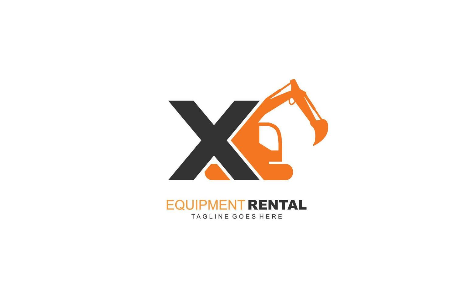 X logo excavator for construction company. Heavy equipment template vector illustration for your brand.