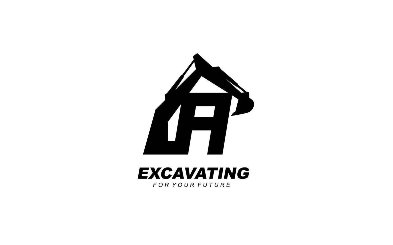 A logo excavator for construction company. Heavy equipment template vector illustration for your brand.