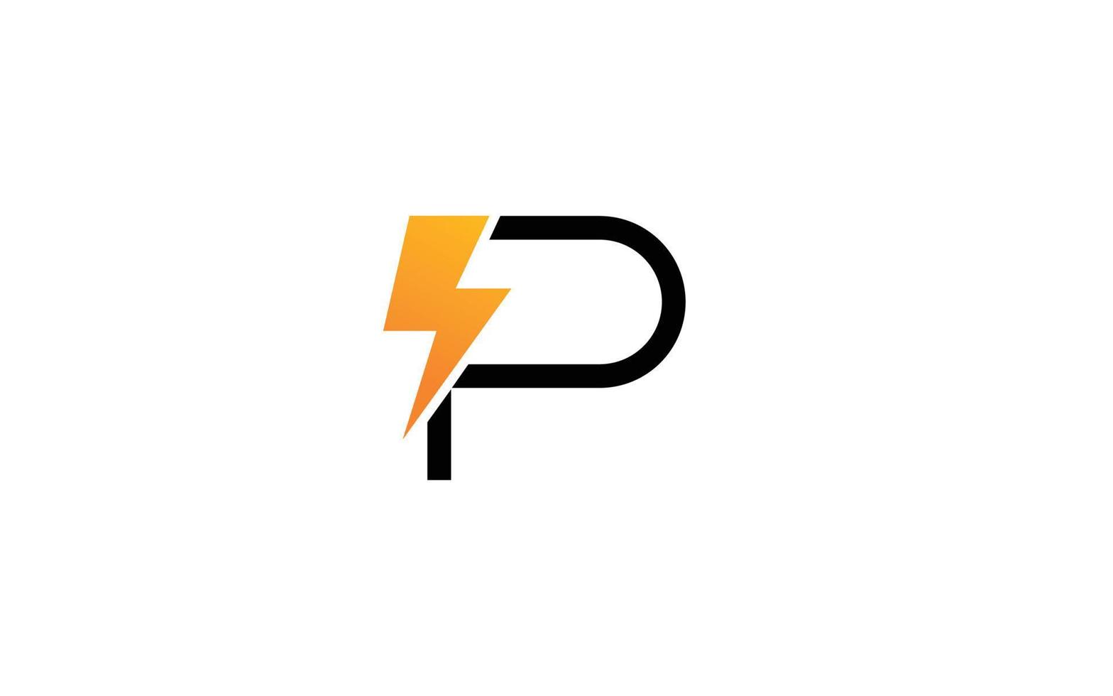 vector de energía del logotipo p para la empresa de identidad. ilustración de vector de plantilla de voltio de letra inicial para su marca.
