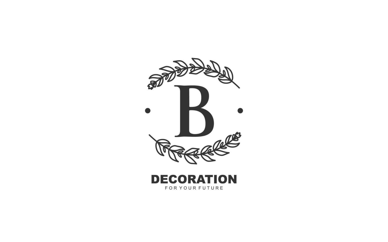 vector floral del logotipo b para la empresa de identidad. ilustración de vector de plantilla de naturaleza de letra inicial para su marca.