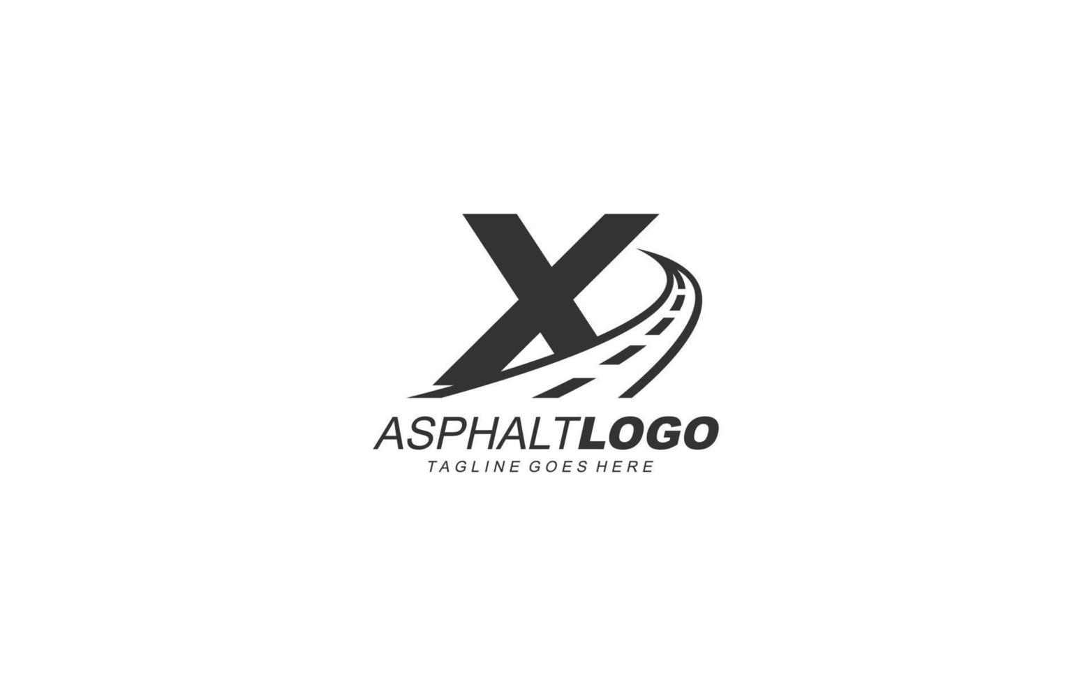 x logo asfalto para identidad. ilustración de vector de plantilla de construcción para su marca.
