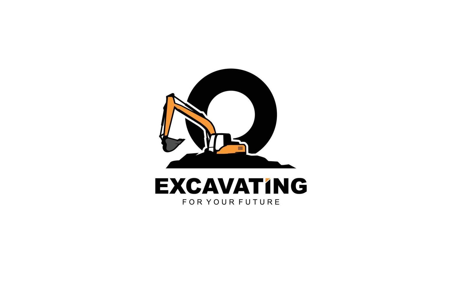 O logo excavator for construction company. Heavy equipment template vector illustration for your brand.