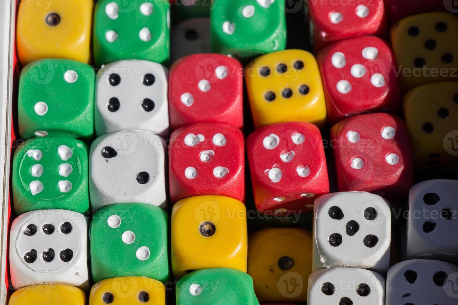 Many dice on a table 14552085 Stock Photo at Vecteezy