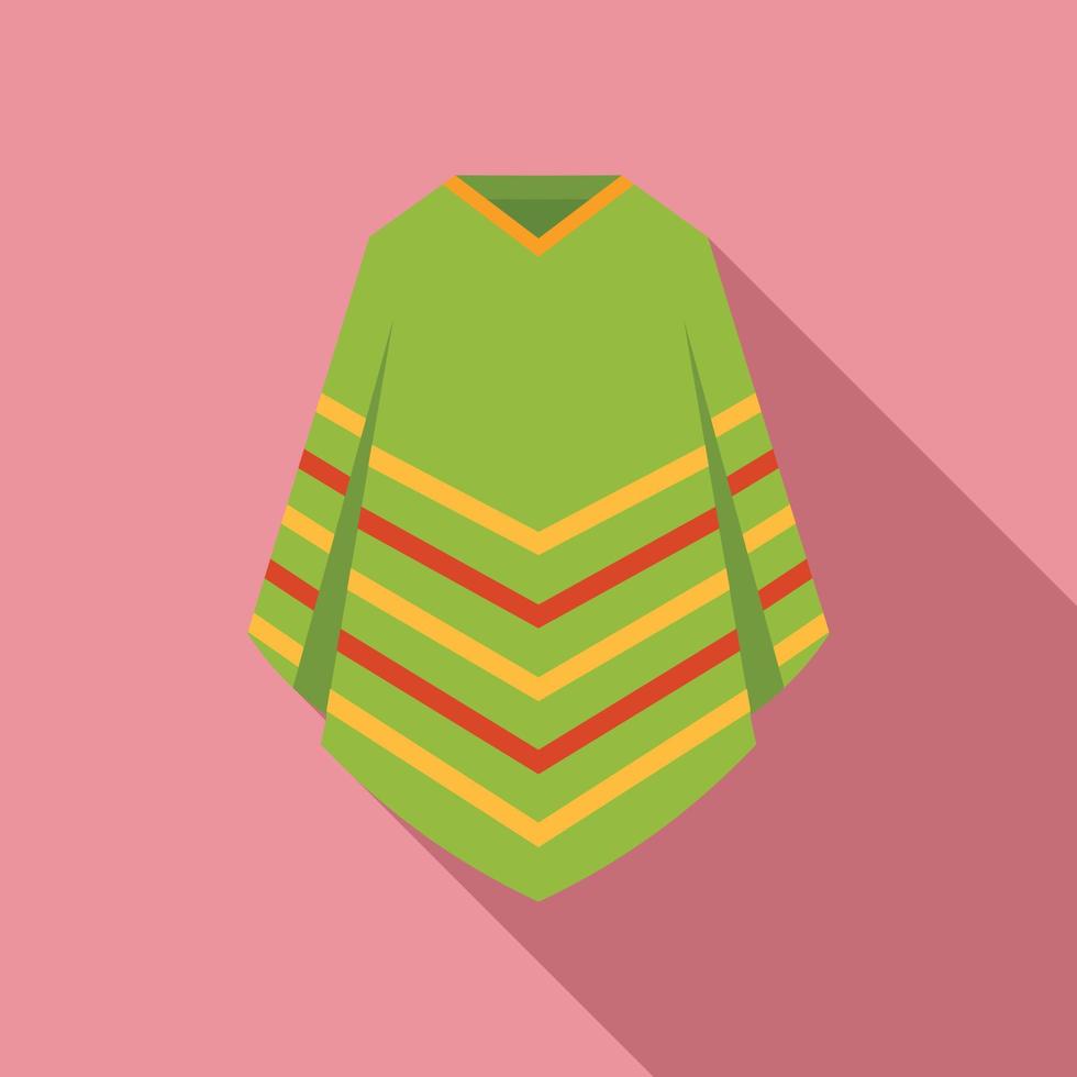 icono de ropa de poncho, estilo plano vector