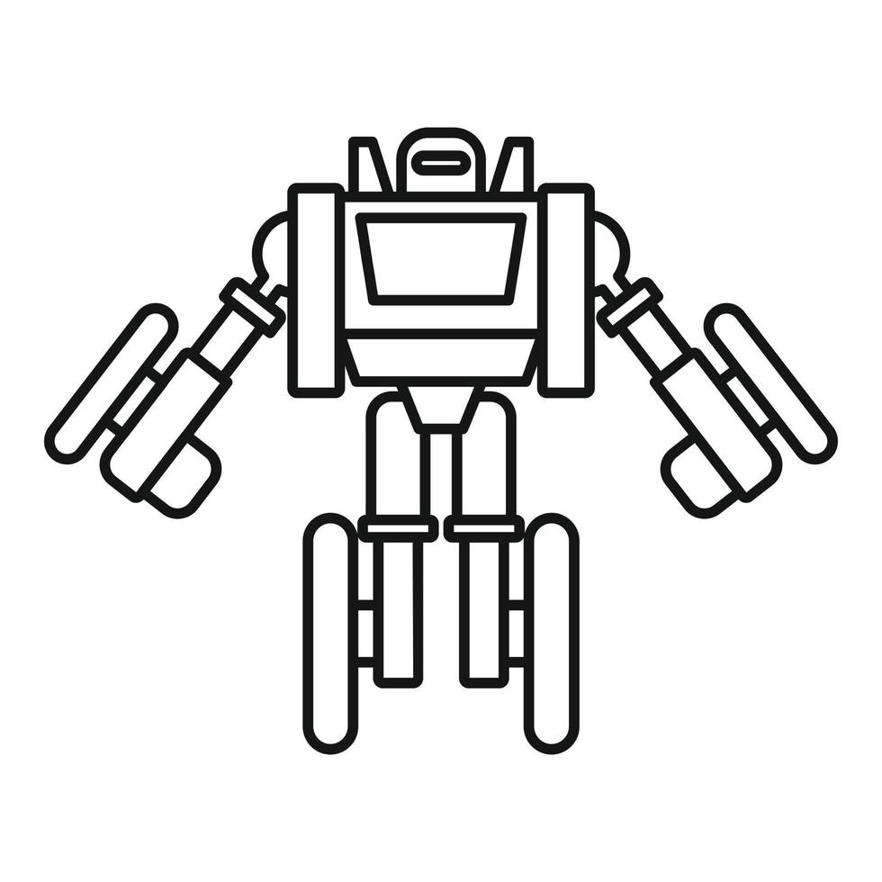Futuristic robot transformer icon, outline style vector