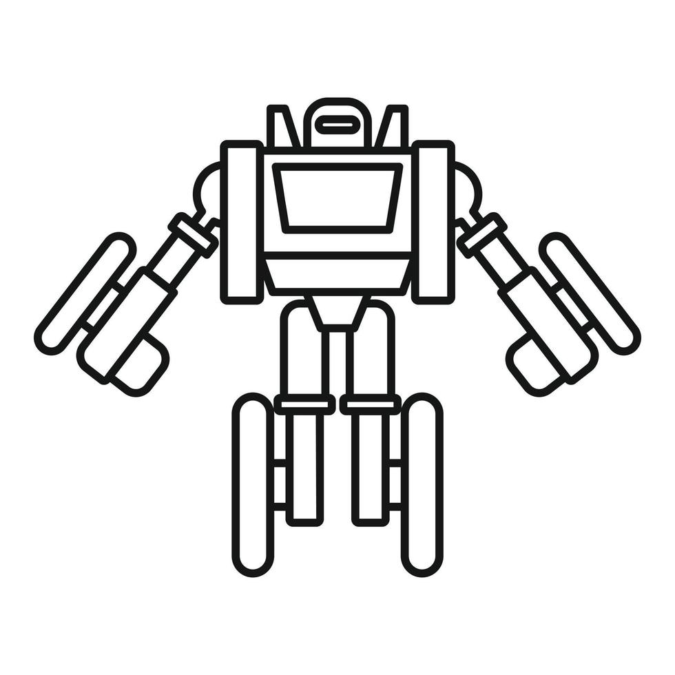 Futuristic robot transformer icon, outline style vector