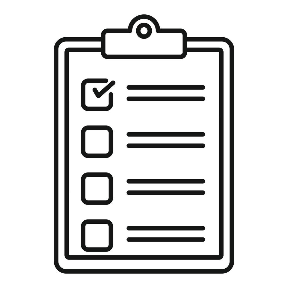 Paper checklist icon, outline style vector