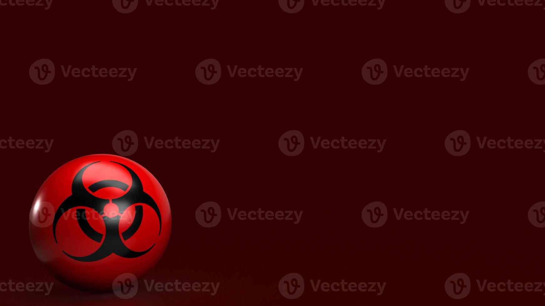 The biohazards  logo on red ball for medical or sci concept 3d rendering photo