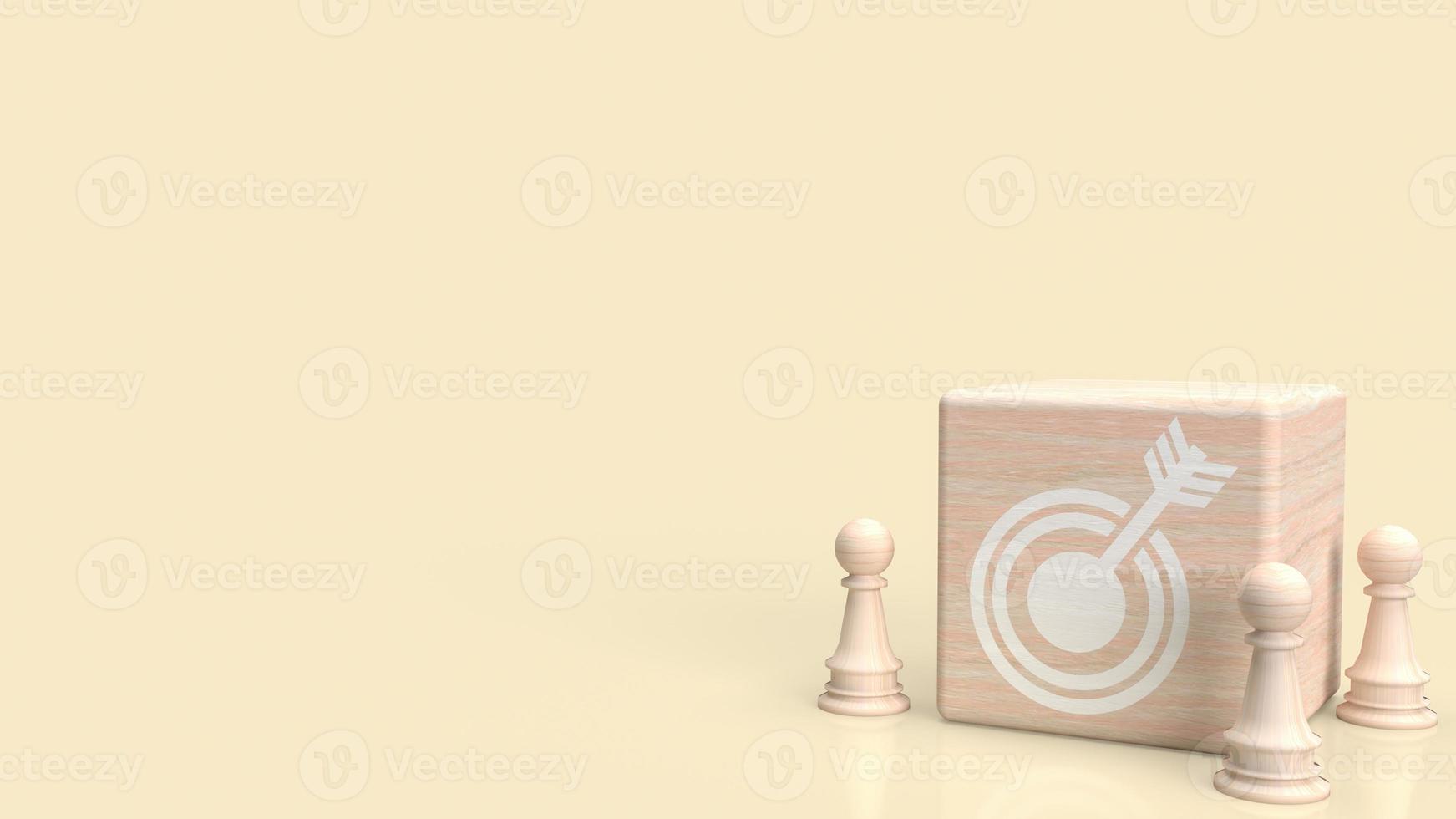 The target icon on wood cube for abstract or business concept 3d rendering photo