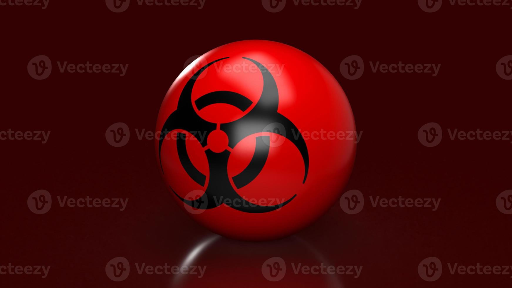 The biohazards  logo on red ball for medical or sci concept 3d rendering photo