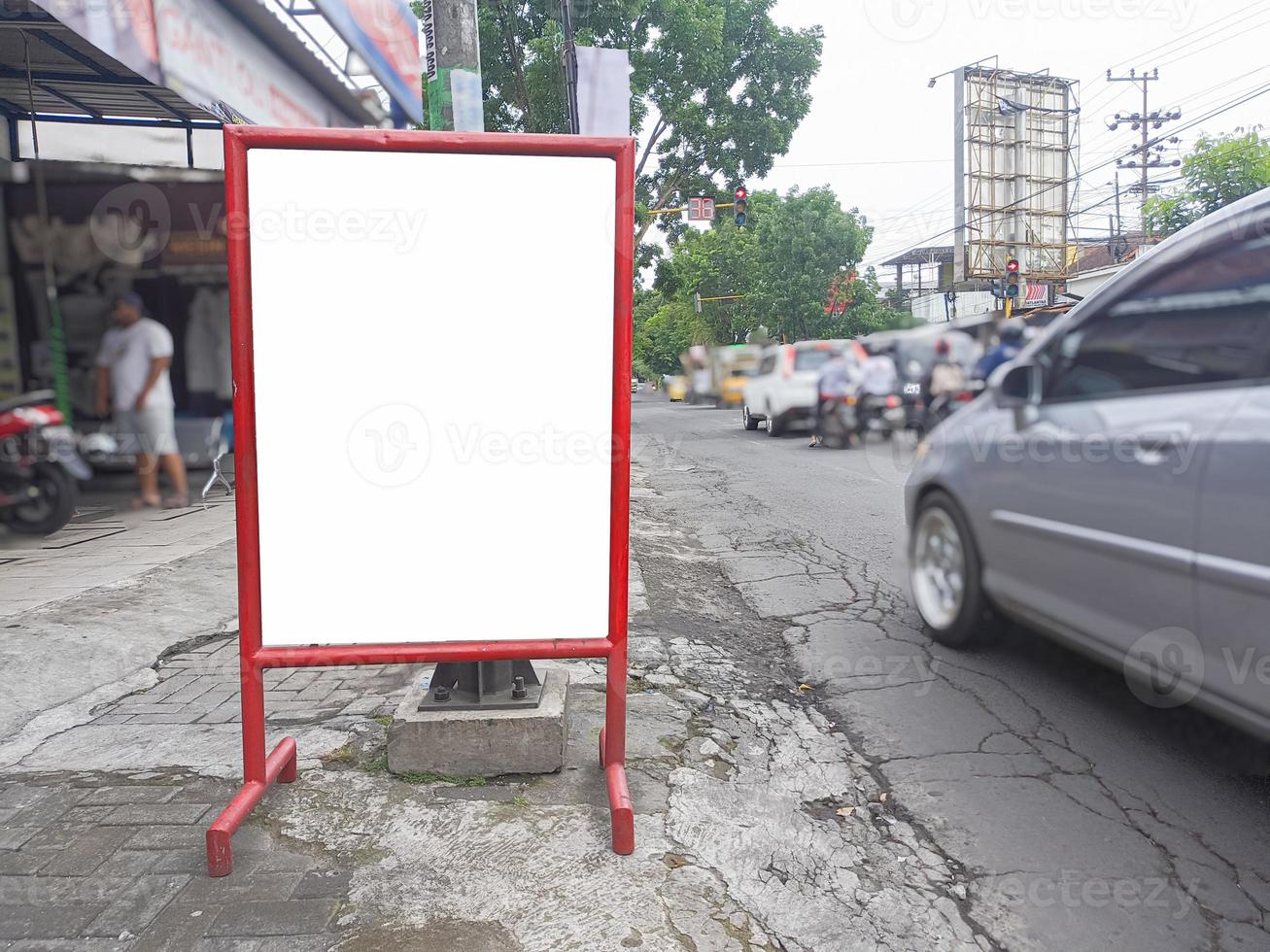 mockup of empty billboards on the side of the highway, blank advertising poster templates, information banner placeholder mock ups photo