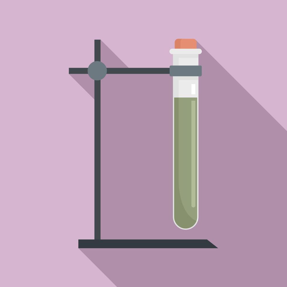 Test tube on stand icon, flat style vector