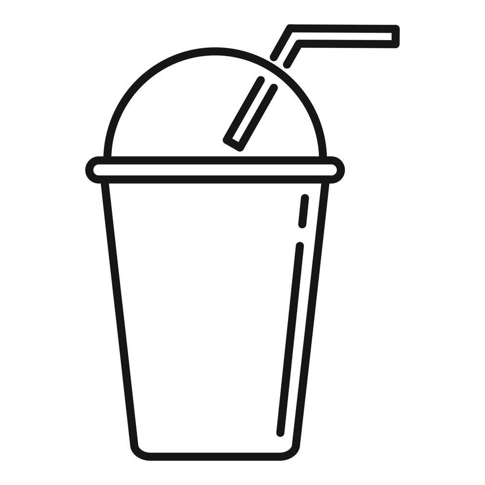 Smoothie plastic cup icon, outline style vector