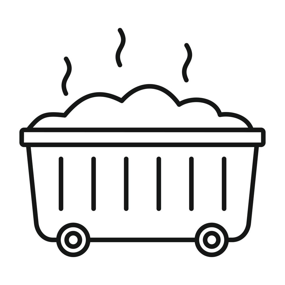 icono de caja de basura fresca, estilo de esquema vector