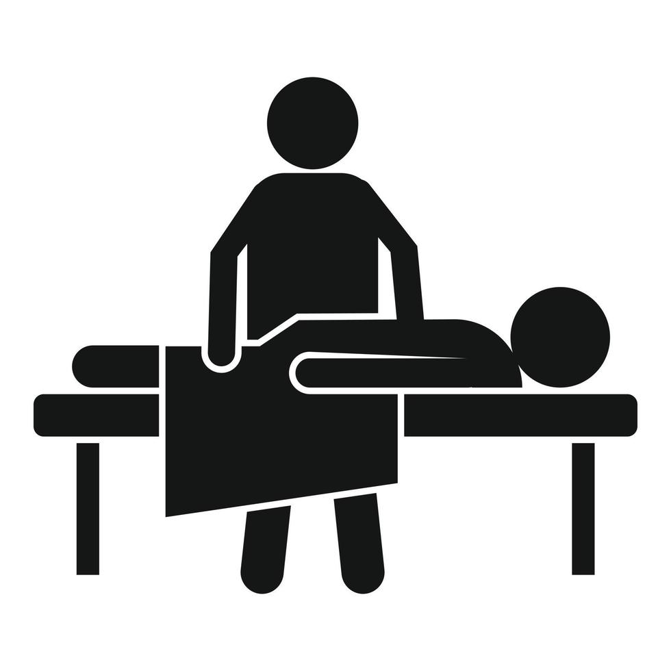 Chiropractor bed icon, simple style vector