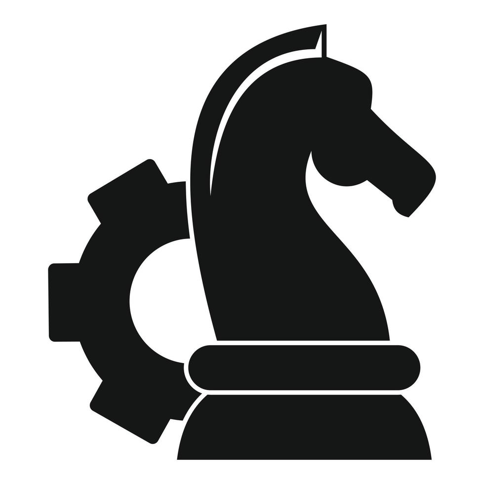 Gear chess horse icon, simple style vector