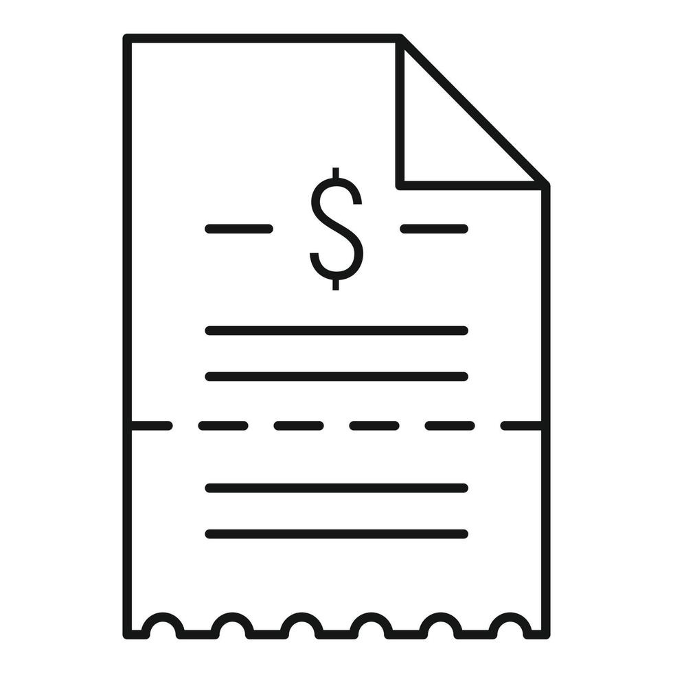 Dollar receipt icon, outline style vector